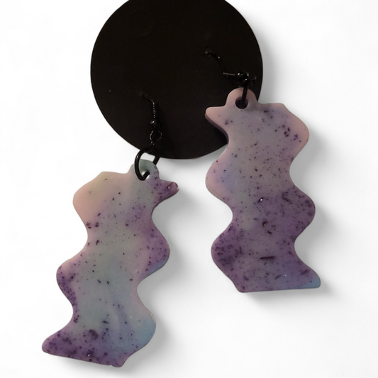 Large Wavy Earrings - Purple Pastels