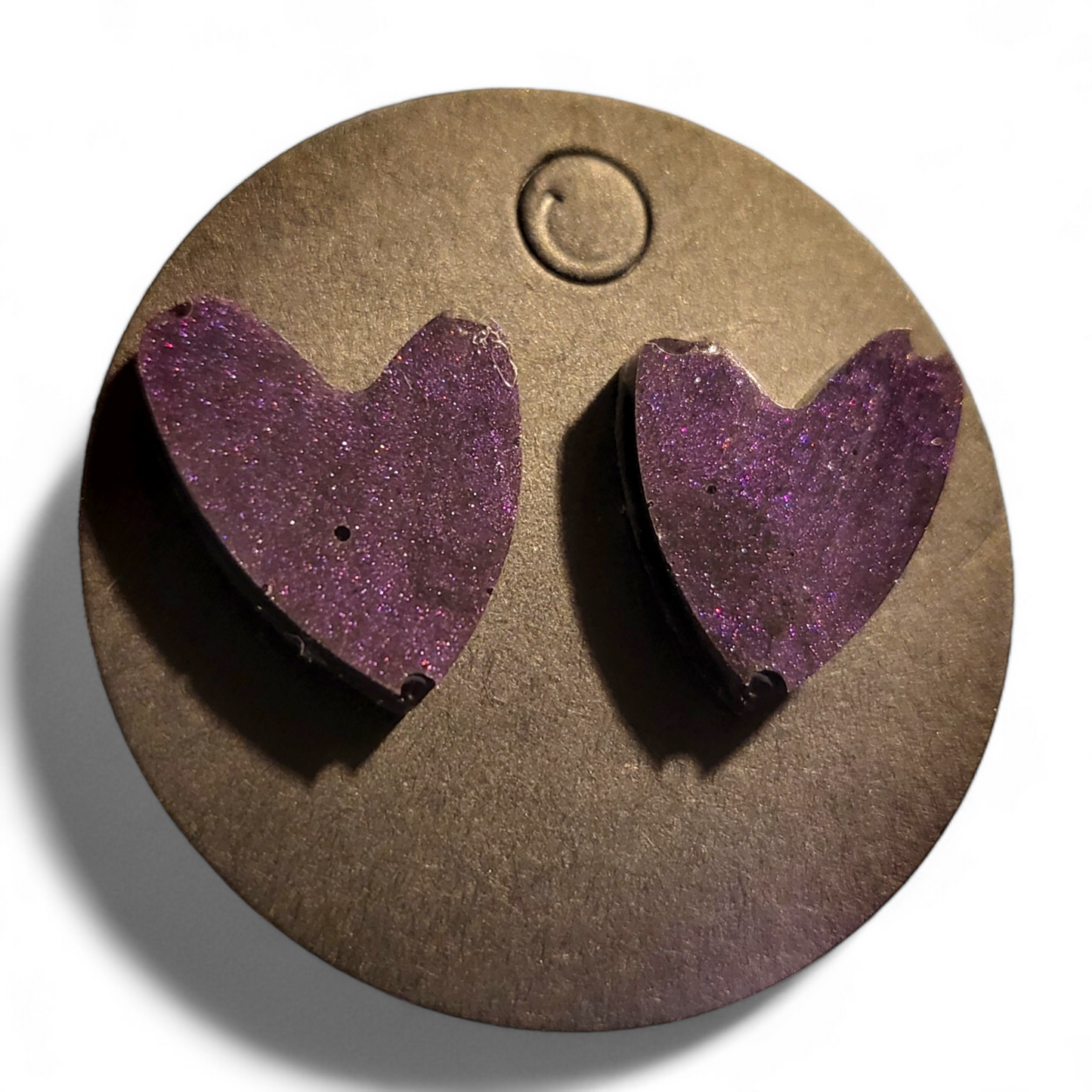 Heart Studs - Purple Glitter