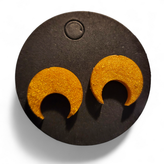 Crescent Moon Studs - Gold