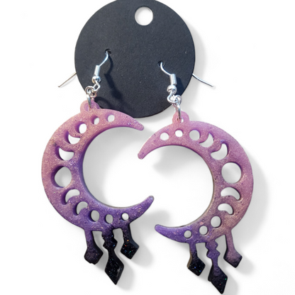 Crescent Moon Earrings - Lavender Sunset