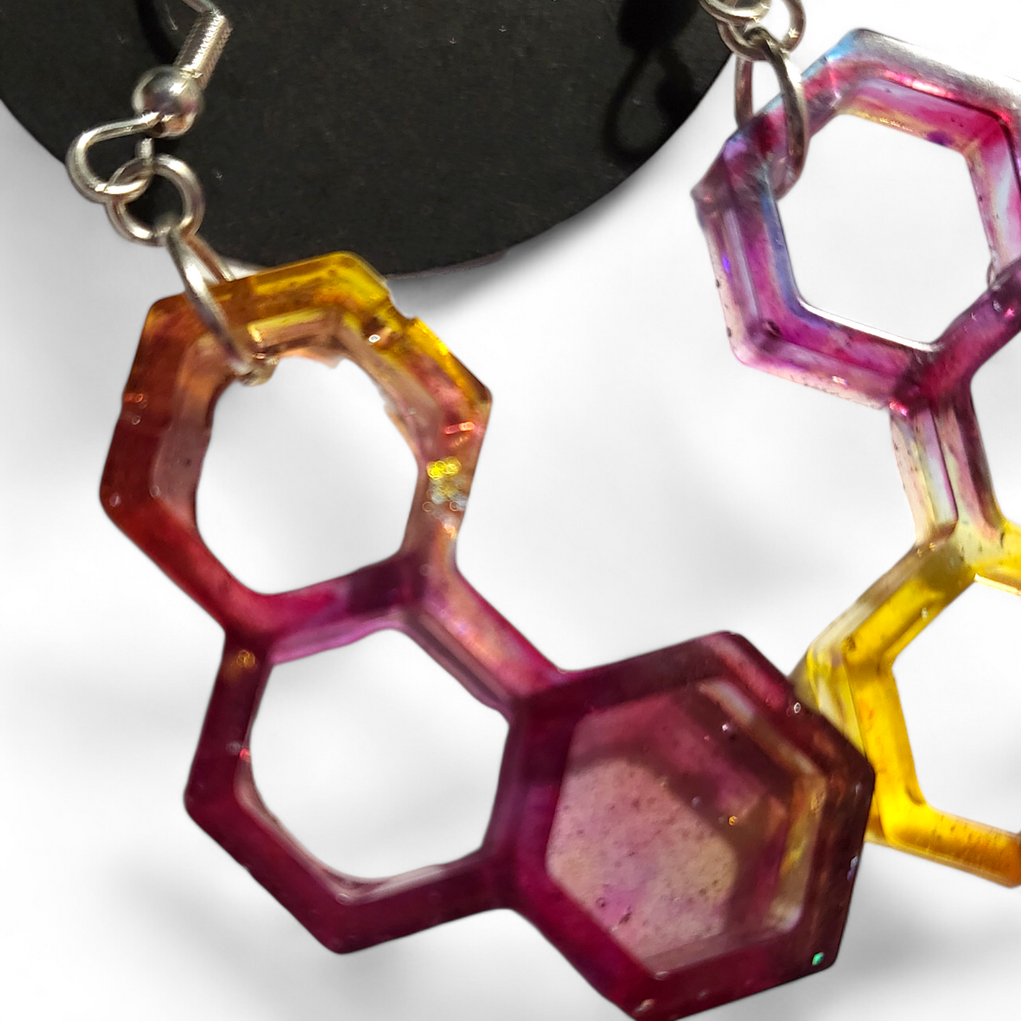 Small Honeycomb Earrings - Rainbow