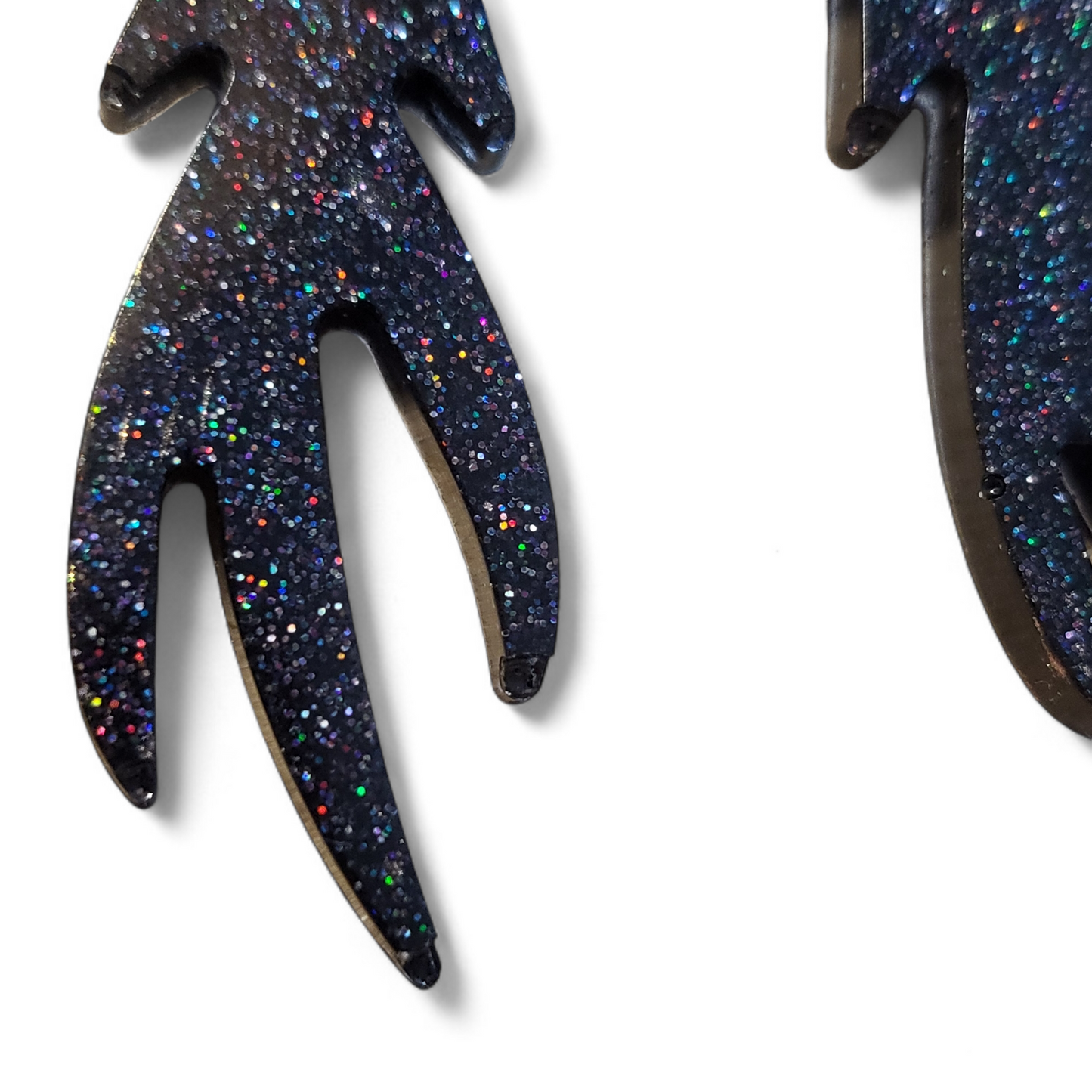 Shooting Star Earrings - Black Glitter