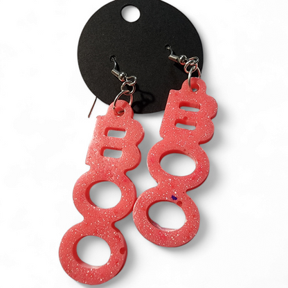 Boo Earrings - Pink Glitter