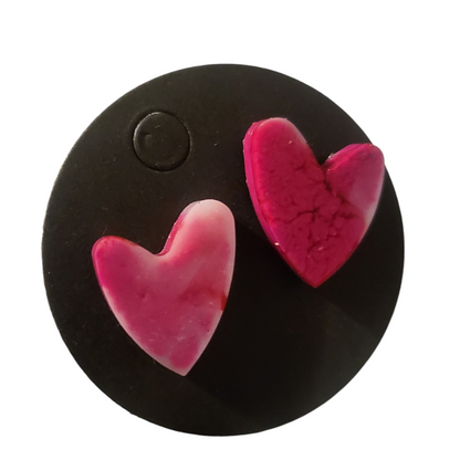 Heart Studs - Mixed Pink