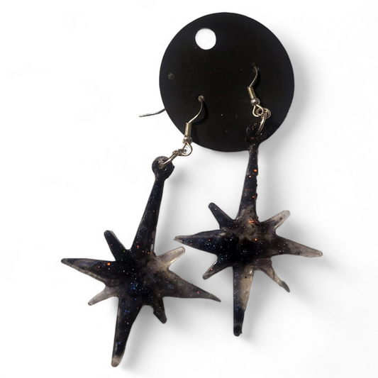 Pointed Star Earrings - Dark Galaxy