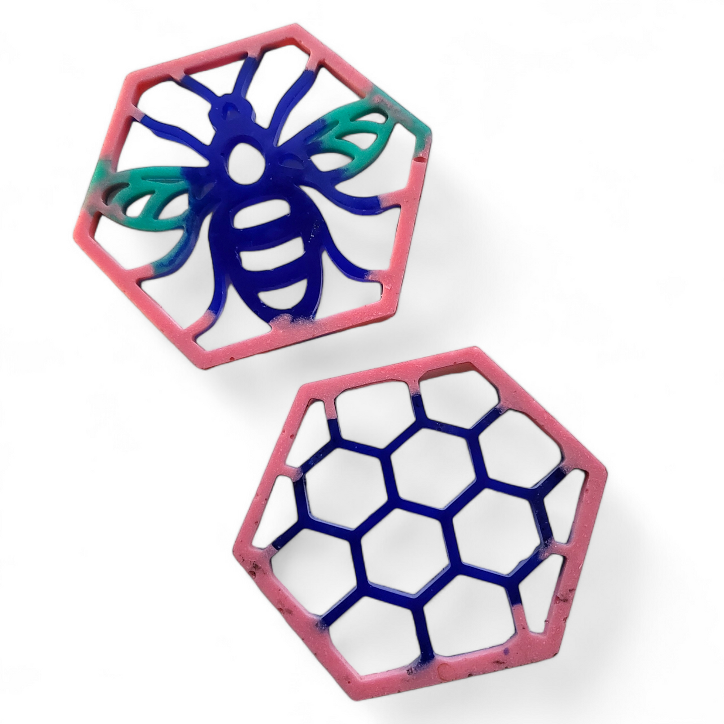 Bee Coaster Set - Pink and Blue