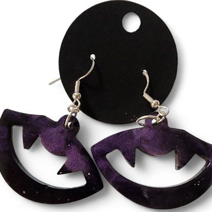 Vampire Smile Earrings - Purple & Black