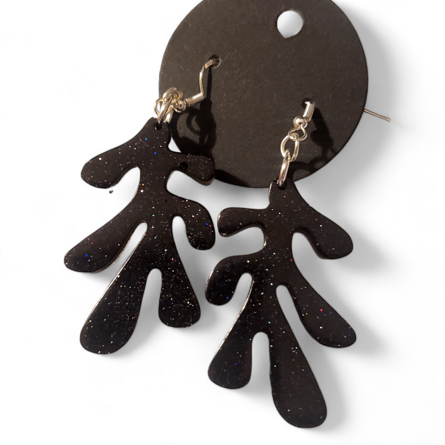 Coral Reef Earrings - Black Glitter