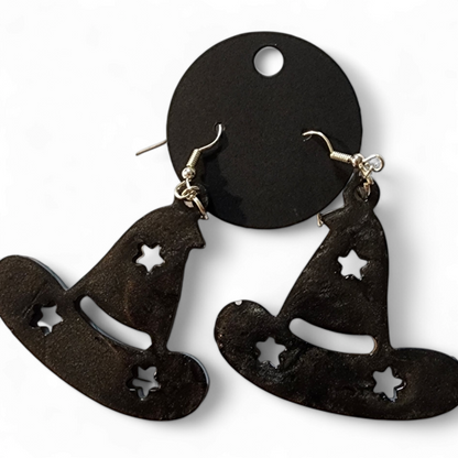 Wizard Hat Earrings - Smokey Black