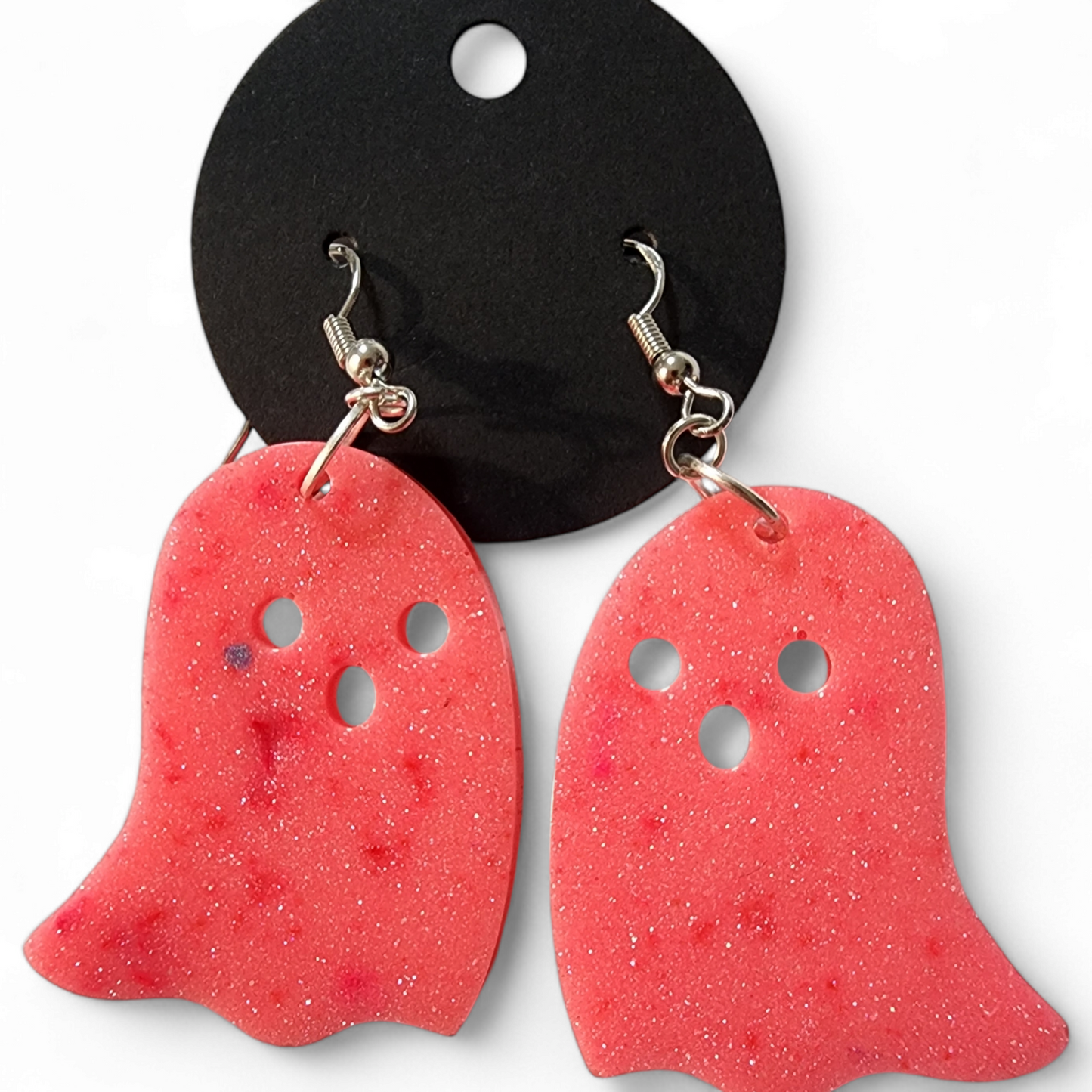 Ghost Earrings - Glittery Pink