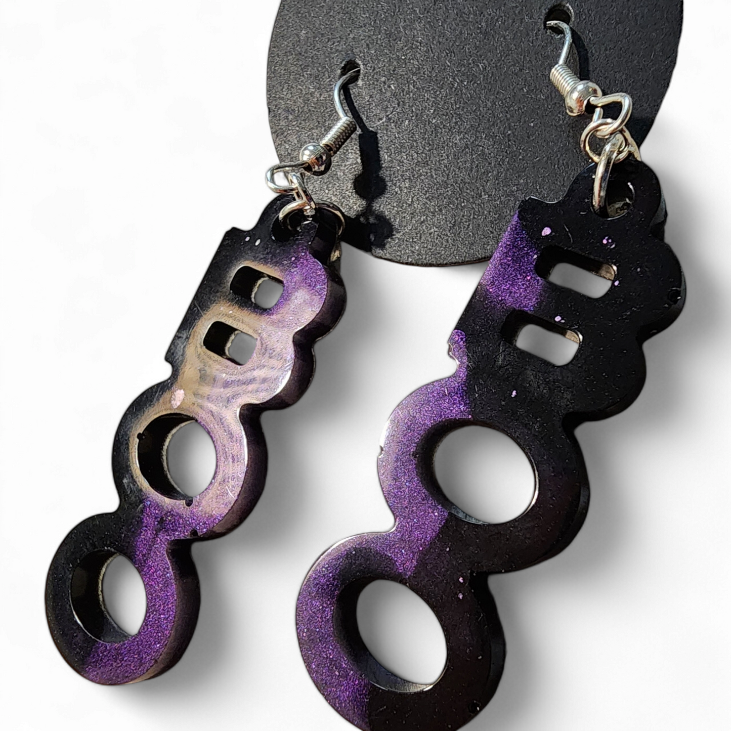 Boo Earrings - Black & Purple