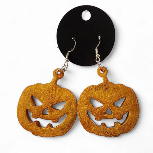 Jack-ho-lantern Earrings - Gold w/ Hair