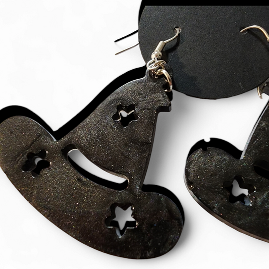 Wizard Hat Earrings - Smokey Black