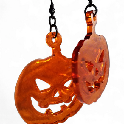 Jack-ho-lantern Earrings - Translucent Orange