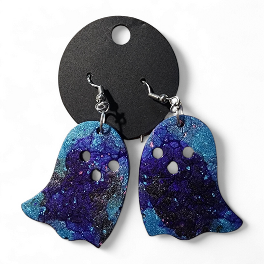 Ghost Earrings - Smokey Purples & Blue