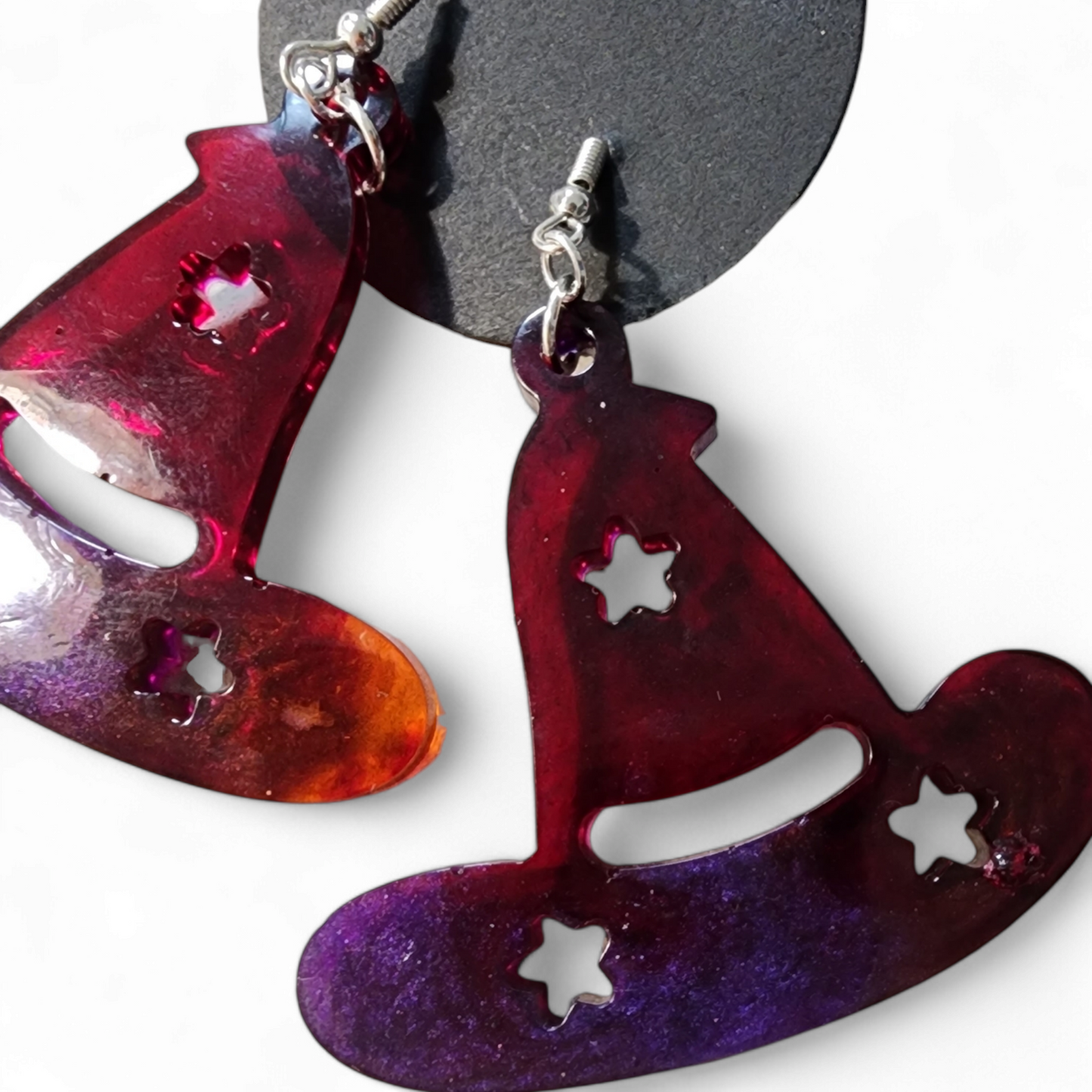 Wizard Hat Earrings - Purple & Red