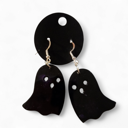 Ghost Earrings - Black w/ Purple Highlights