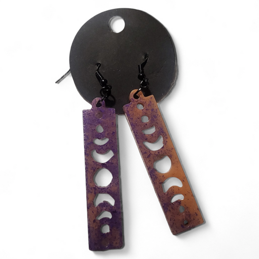 Moon Phases Earrings - Purple and Orange