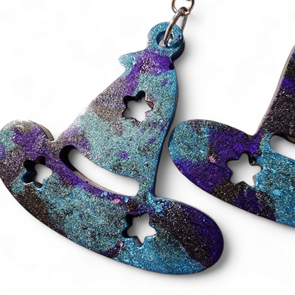 Wizard Hat Earrings - Smokey Blues & Purple