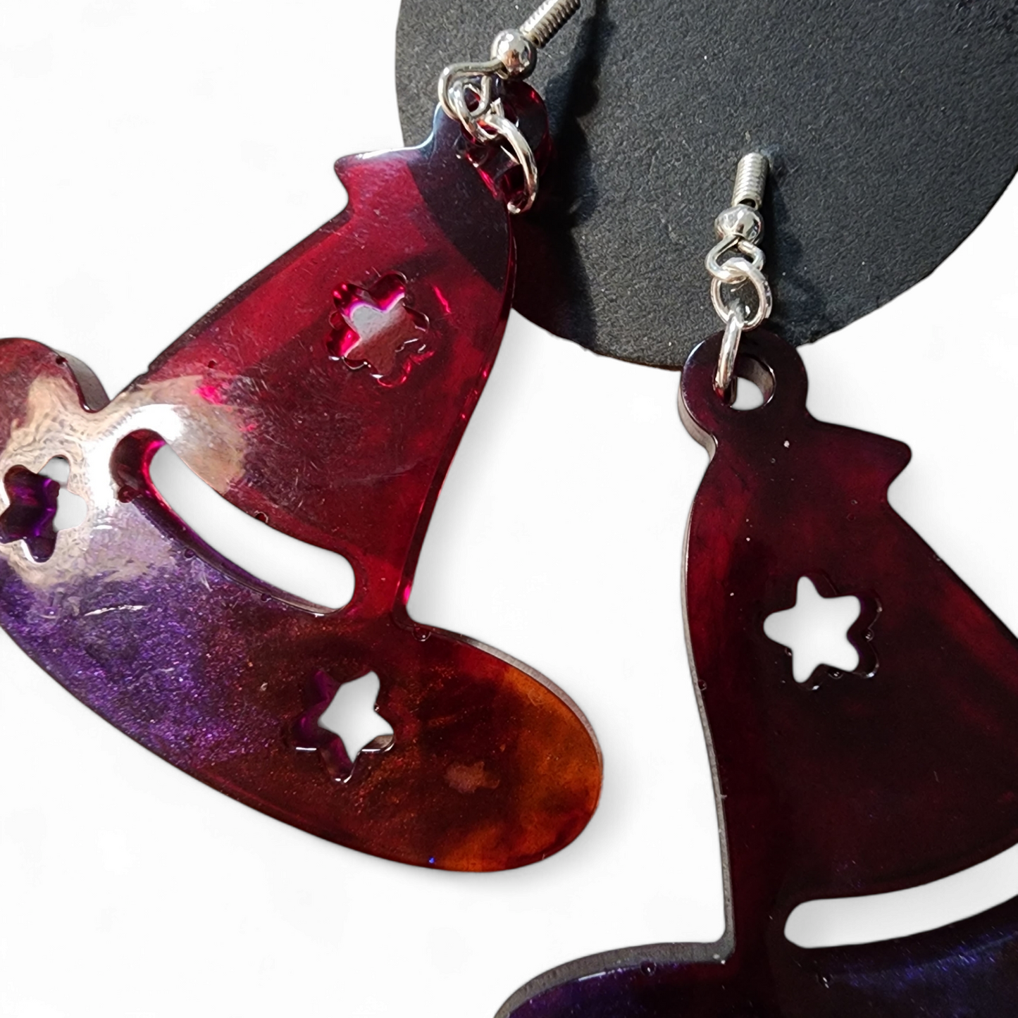 Wizard Hat Earrings - Purple & Red