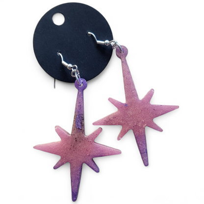 Pointed Star Earrings - Lavender Sunset