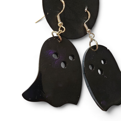 Ghost Earrings - Black w/ Purple Highlights