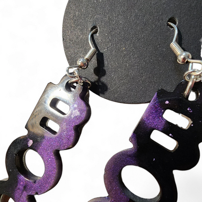 Boo Earrings - Black & Purple