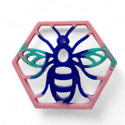 Bee Coaster Set - Pink and Blue