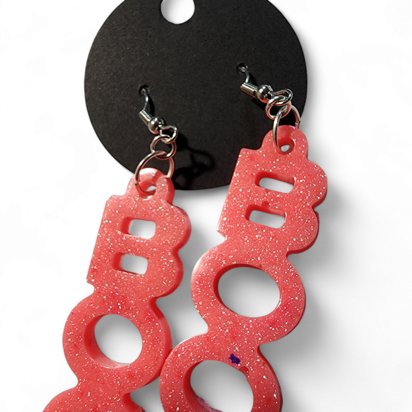 Boo Earrings - Pink Glitter