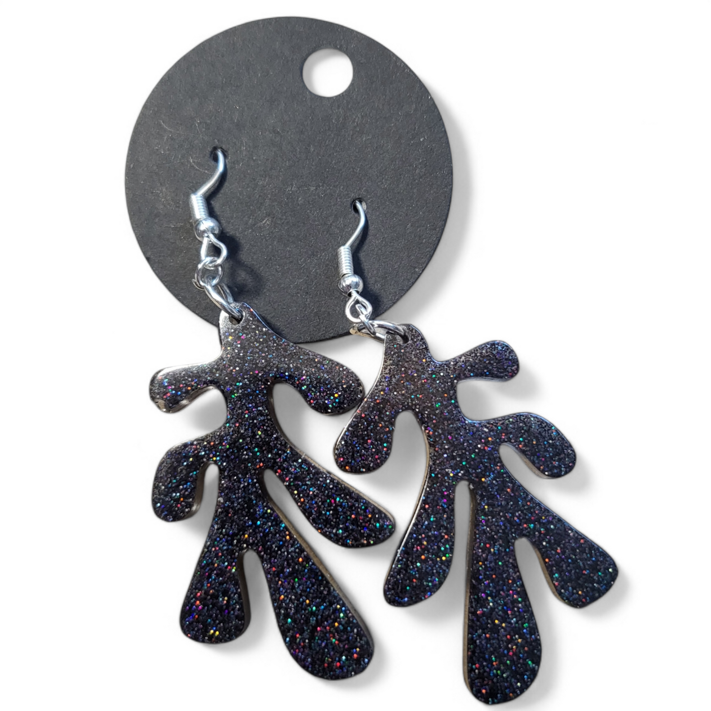 Coral Reef Earrings - Black Glitter