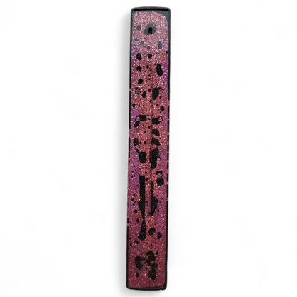 Incense Holder -Squiggly Pink and Black Glitter