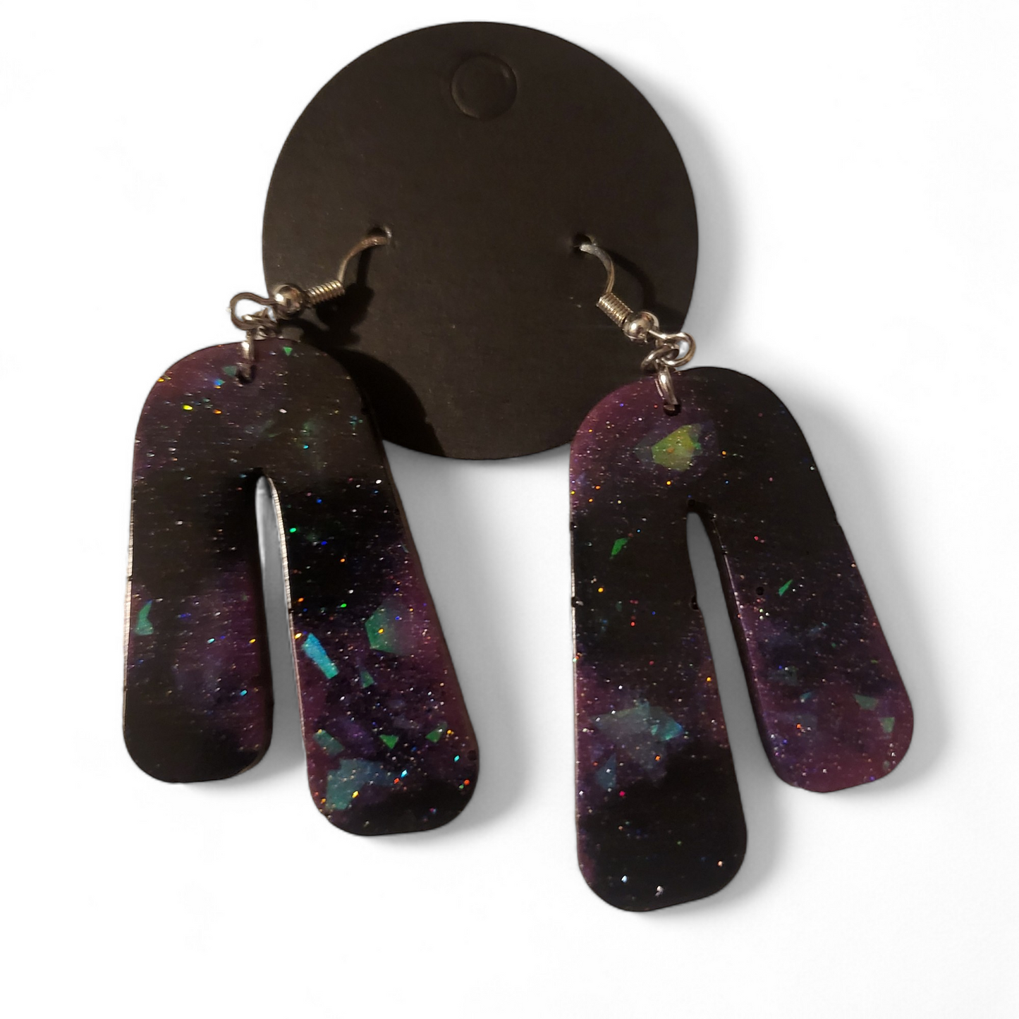 Asymmetrical Earrings - Galaxy w/ Glitter Flecks