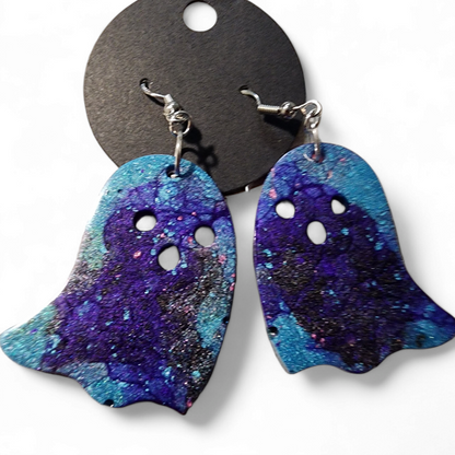 Ghost Earrings - Smokey Purples & Blue