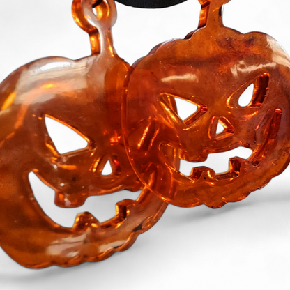 Jack-ho-lantern Earrings - Translucent Orange