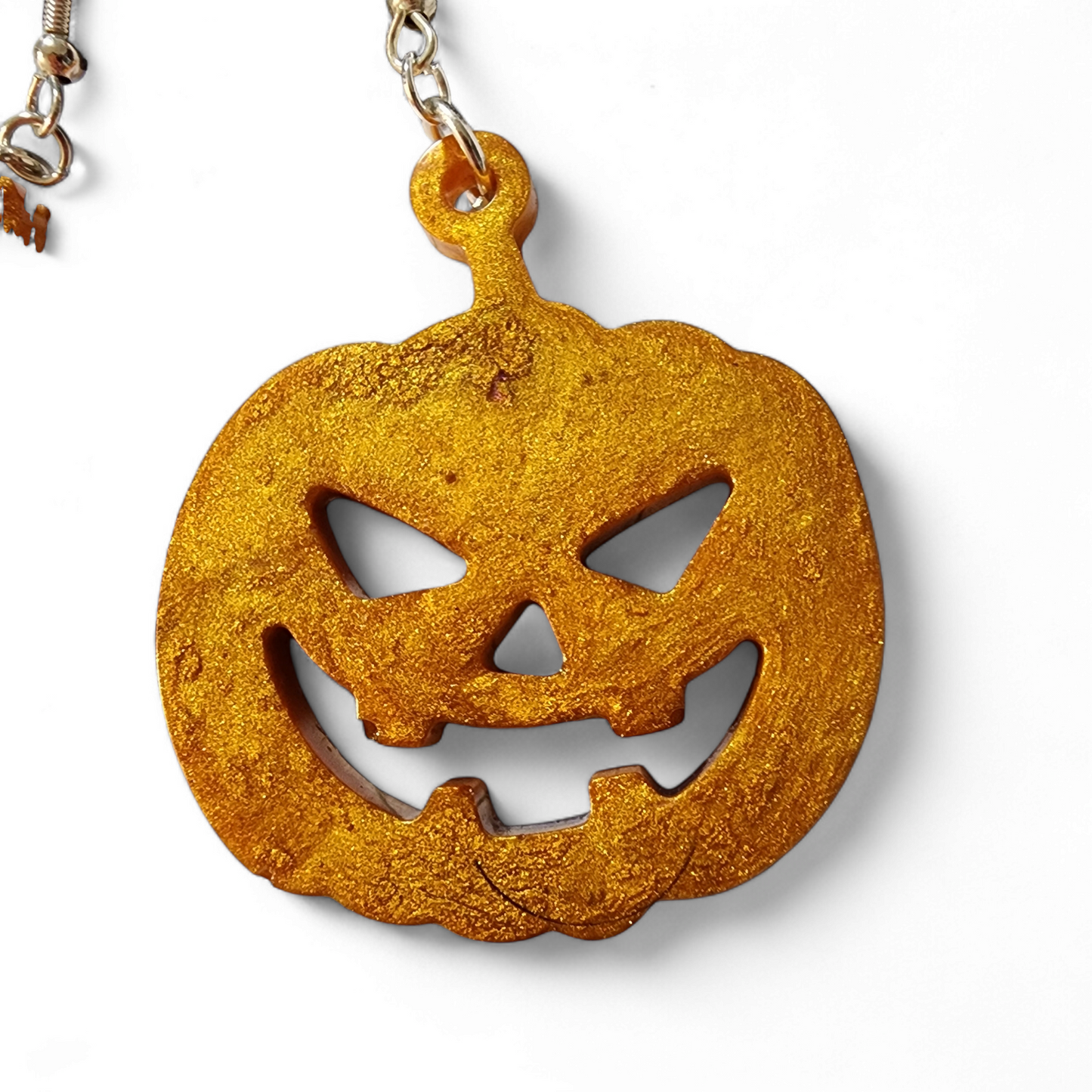 Jack-ho-lantern Earrings - Gold w/ Hair