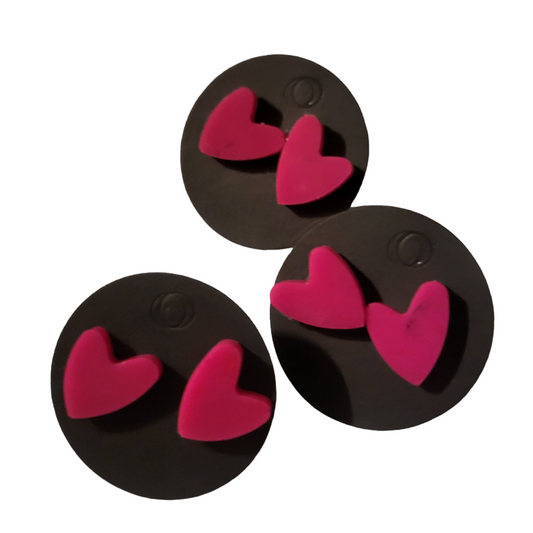 Heart Studs - Bright Pink