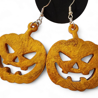 Jack-ho-lantern Earrings - Gold w/ Hair