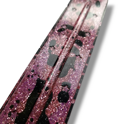 Incense Holder -Squiggly Pink and Black Glitter